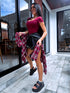 BASIC T-shirt with square neckline - burgundy